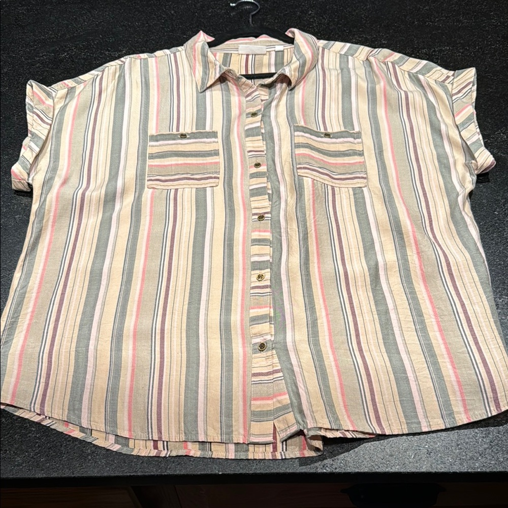 Westbound Multicolor Striped Button Down Shirt - image 1